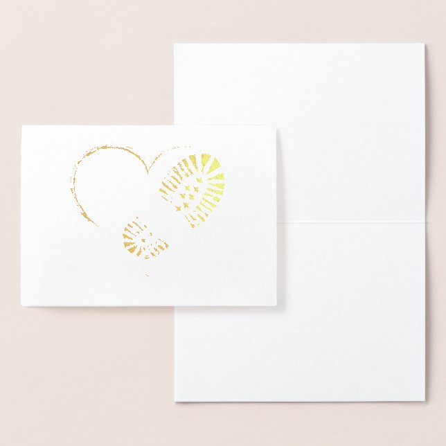 stövla hjärta guld folie folierat kort (Display)