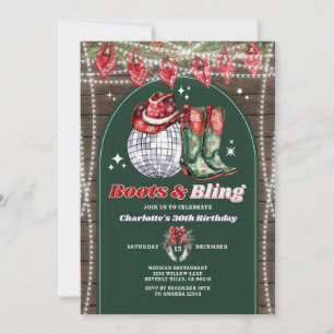 Stövlar & Bling Vuxen Födelsedag Julfest Trä Inbjudningar