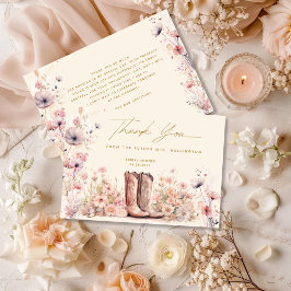 Stövlar & Bubbels Florala Cowgirl Bröllopsfest Tack Kort