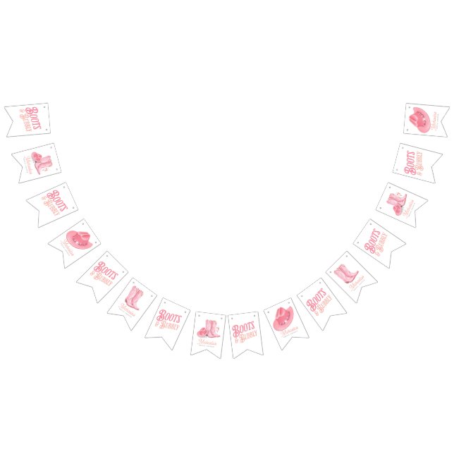 Stövlar & Bubbels Western Cowgirl Rosa Bröllopsfes Vimplar (Alla)