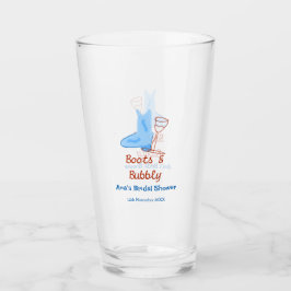 Stövlar & bubblig champagneflaska bröllopsdusch bl glaskopp