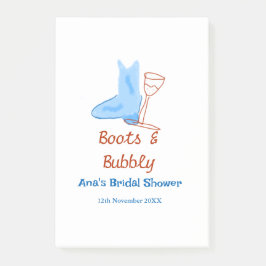 Stövlar & bubblig champagneflaska bröllopsfest blå post-it block