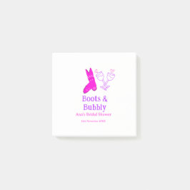 Stövlar & bubblig champagneflaska bröllopsfest ros post-it block
