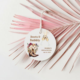 Stövlar & Bubbly Boho Bröllopsfest för västliga br Gåvor Etiketter