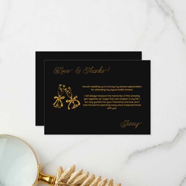 Stövlar & Bubbly Bröllopsfest Tack Kort (Fram/Back In Situ)