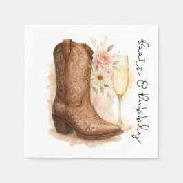 Stövlar & Bubbly Country Western Stövel Bröllopsdu Pappersservett
