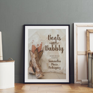 Stövlar & Bubbly Texas Brud i stövlar Bröllopsdusc Poster