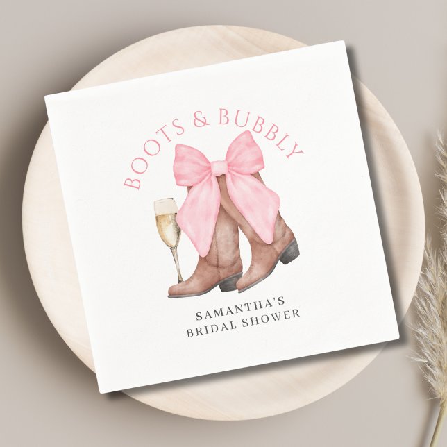 Stövlar Bubbly Western Bröllopsdusch  Pappersservett (Skapare uppladdad)