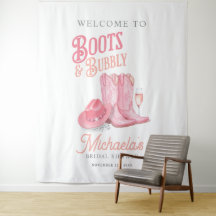 Stövlar & Bubbly Western Cowgirl Rosa Bröllopsdusc