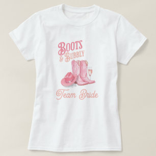 Stövlar & Bubbly Western Cowgirl Rosa Bröllopsdusc T Shirt