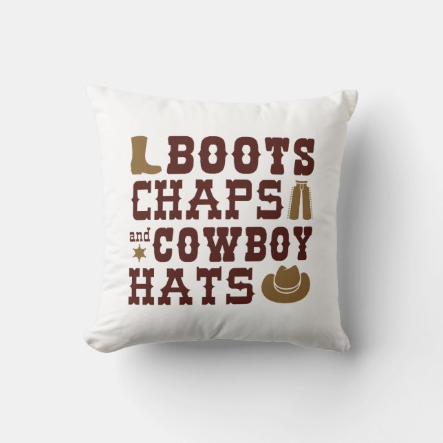Stövlar Chaps Och Cowboyhattar Kudde (Framsida)