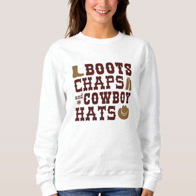Stövlar Chaps Och Cowboyhattar T Shirt (Framsida)