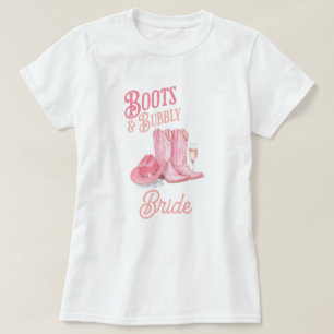 Stövlar & Glitter Western Cowgirl Rosa Bröllopsdus T Shirt
