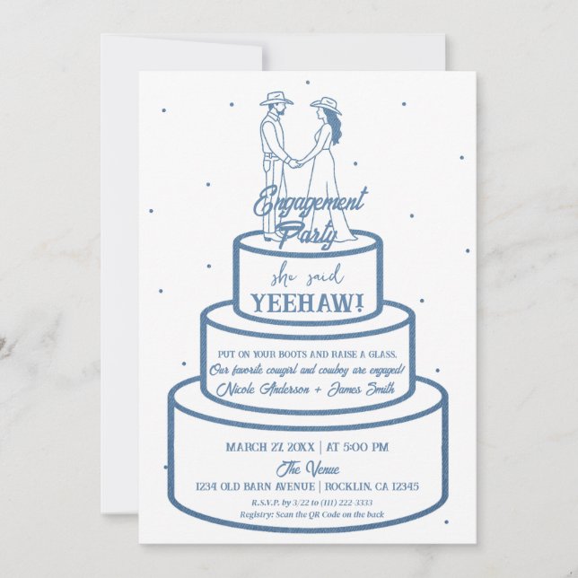 Stövlar Kärlek & Buttercream Denim Western Förlovn Inbjudningar (Framsida)