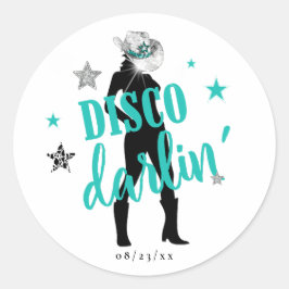 Stövlar 'n Bling Disco Darlin' Teal ID925  Runt Klistermärke
