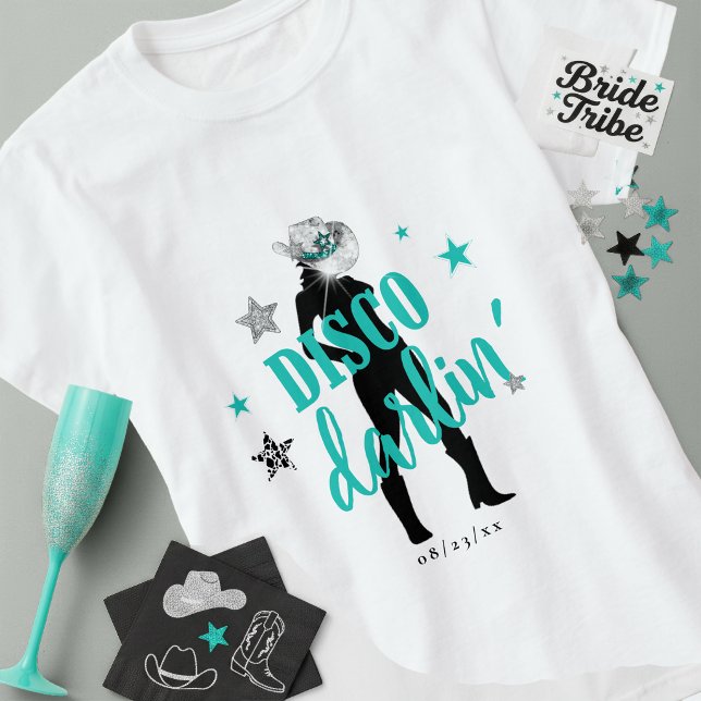 Stövlar 'n Bling Disco Darlin' Teal ID925  T Shirt (Skapare uppladdad)