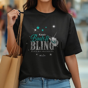Stövlar 'n Bling Disco Sängkammare Teal Svart ID92 T Shirt