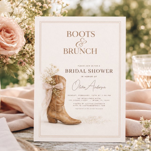 Stövlar och Brunch Blommig Slöja Bröllopsfest Inbjudningar (Skapare uppladdad)