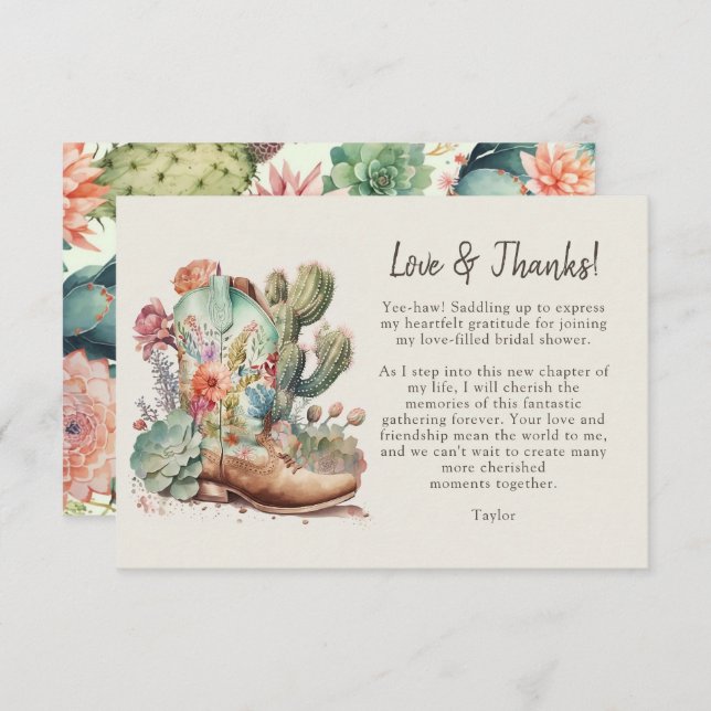 Stövlar och bubbel Bröllopsdusch Tackkort Tack Kort (Fram/baksida)