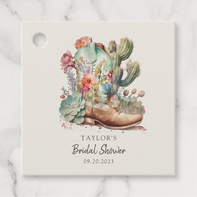 Stövlar och bubbel Bröllopsfest för västliga bruda Gåvor Etiketter (Framsida)