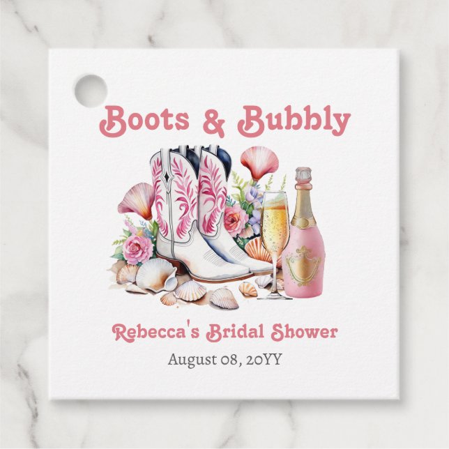 Stövlar och bubbel Strandflicka Bröllopsfest Gåvor Etiketter (Framsida)