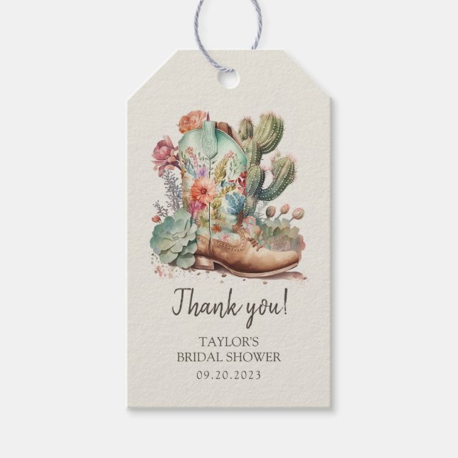 Stövlar och bubbel Western Bröllopsfestival Presentetikett (Framsidan)