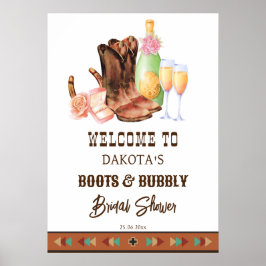Stövlar och bubblig västerländsk cowgirlbrunch väl poster