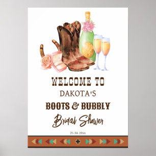 Stövlar och bubblig western cowgirl brunch välkoms poster