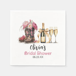 Stövlar och bubblor Bröllopsfest Sista cowboyen Pappersservett