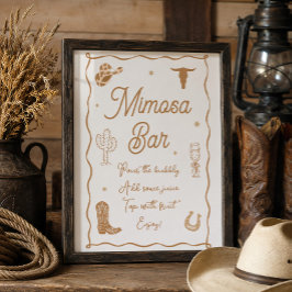 Stövlar och Bubbly Bröllopsdusch Mimosa Bar Poster