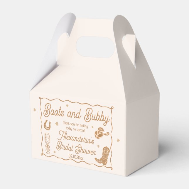 Stövlar och Bubbly Bröllopsdusch  Presentaskar (Framsidan Sidan)