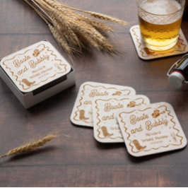 Stövlar och Bubbly Bröllopsdusch Underlägg Papper Kvadrat