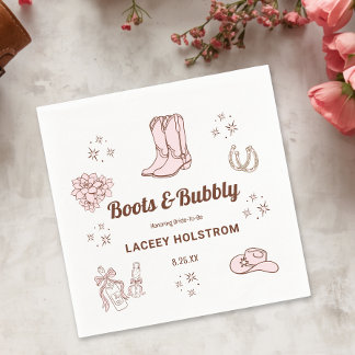 Stövlar Och Bubbly Cowgirl Bröllopsdusch Pappersservett