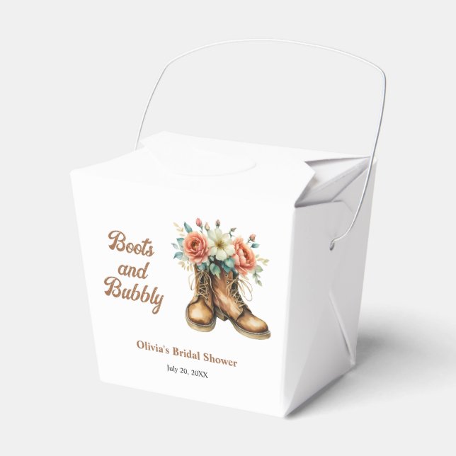 Stövlar och Bubbly Rustik Western Bröllopsdusch  Presentaskar (Framsidan Sidan)