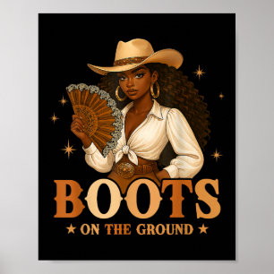 Stövlar På Mark Juneteenth Svart Cowgirl Svart Poster