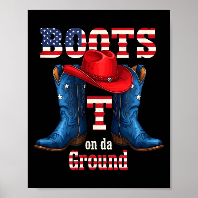 Stövlar på marken cowboy röd hatt 4 juli  poster (Framsidan)