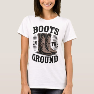 Stövlar på marken – västerländsk cowboy-t-shirt t shirt