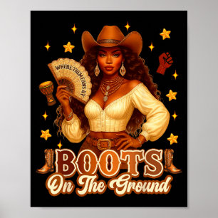 Stövlar På Marknivå Svart Historia Cowgirl Var Th Poster