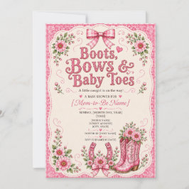 Stövlar, slingor & små tå Babyflicka - Baby Shower Inbjudningar