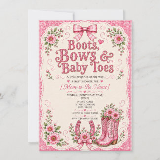 Stövlar, slingor & små tå Babyflicka - Baby Shower Inbjudningar