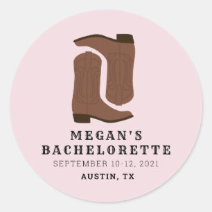 Stövlar & Sprit Austin Texas Möhippa Runt Klistermärke