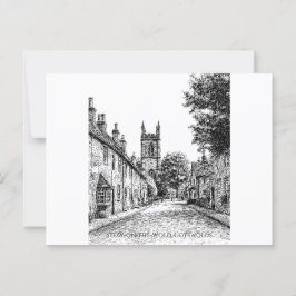 Stow-on-the-Wold Village Sketch, Cotswests England Vykort