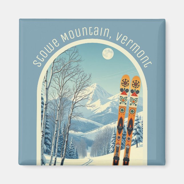 Stowe Mountain Vermont skidestination Magnet (Framsidan)