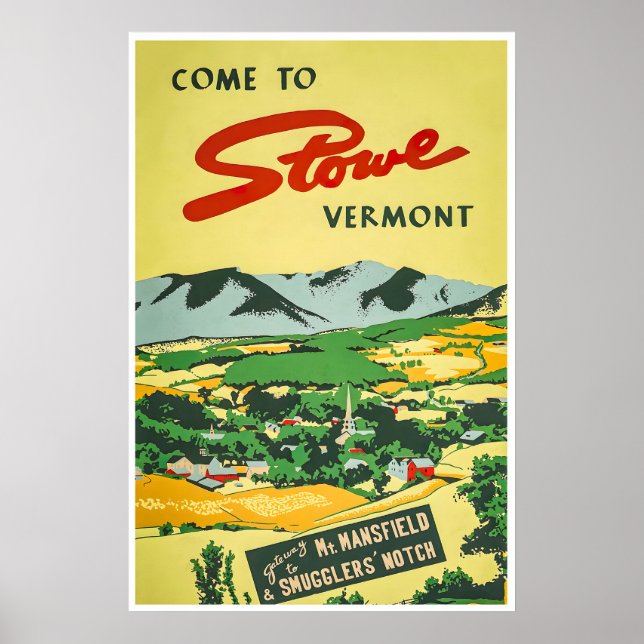Stowe Resemapposters Vermont Tryck Mt Mansfield Ko (Framsidan)
