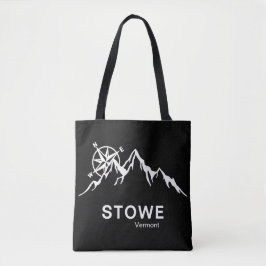 Stowe Vermont Black Shoulder Tote Tygkasse