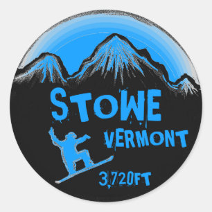 Stowe Vermont Blue snowboard Art-klistermärken Runt Klistermärke