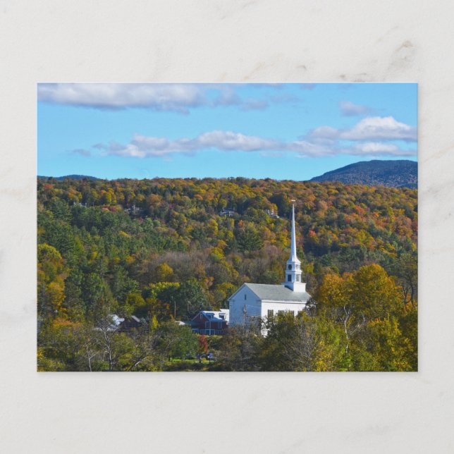 Stowe, Vermont, Community Church på hösten Vykort (Framsida)