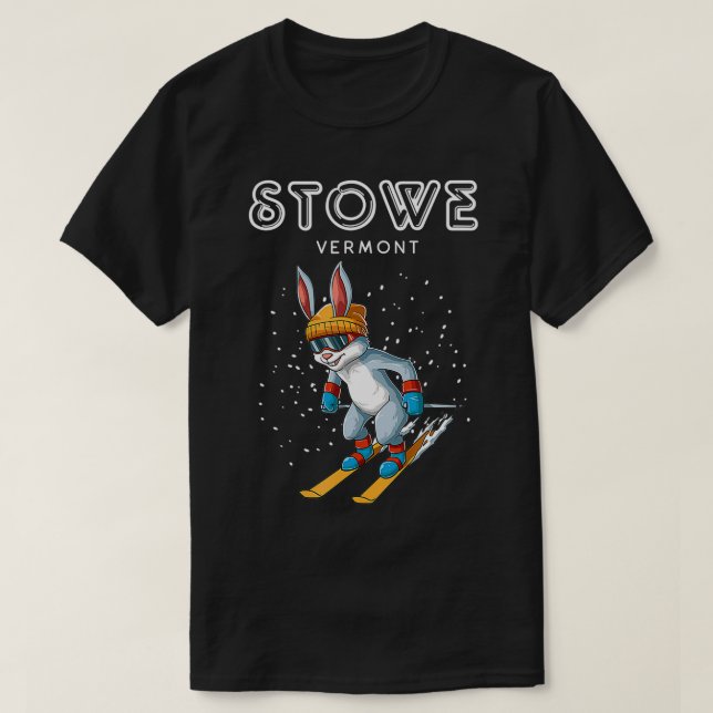 Stowe Vermont Funny Ski Rabbit T Shirt (Design framsida)