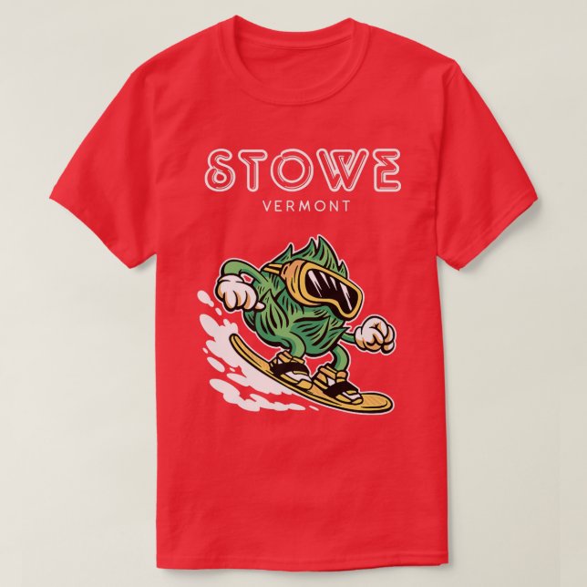 Stowe Vermont Funny Snowboarding Beer Skutt T Shirt (Design framsida)