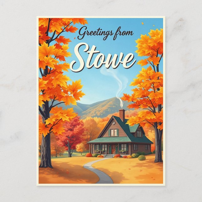 Stowe, Vermont – Höstfärger vintage Vykort (Framsida)